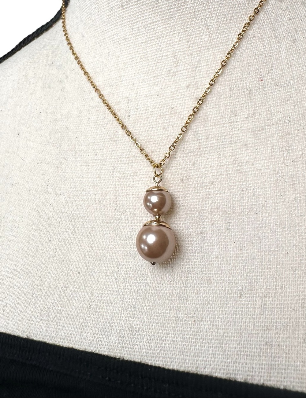 💛 Double Faux Pearl Pendant Necklace